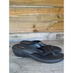 Okabashi Womens M/L Black Aspire Med Wedge Sandals‎ Flip Flops Made in USA